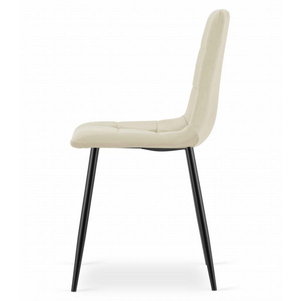 Scaun bucatarie/living, Artool, Kara, catifea bej, picioare metal negru, 45x50.5x87 cm