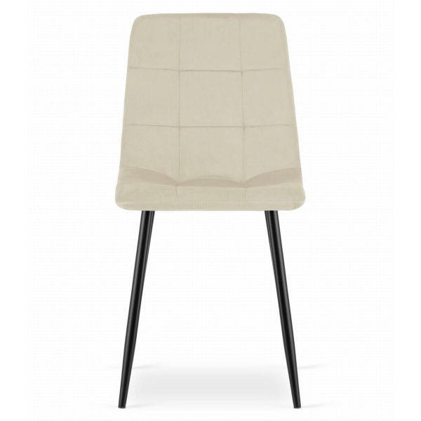Scaun bucatarie/living, Artool, Kara, catifea bej, picioare metal negru, 45×50.5×87 cm