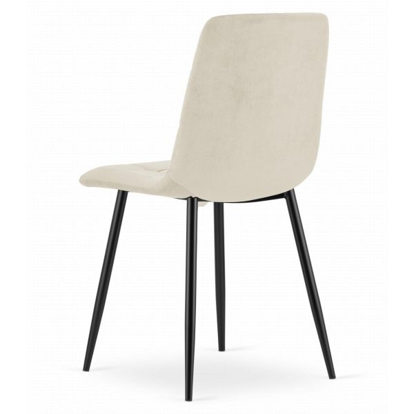 Scaun bucatarie/living, Artool, Kara, catifea bej, picioare metal negru, 45×50.5×87 cm