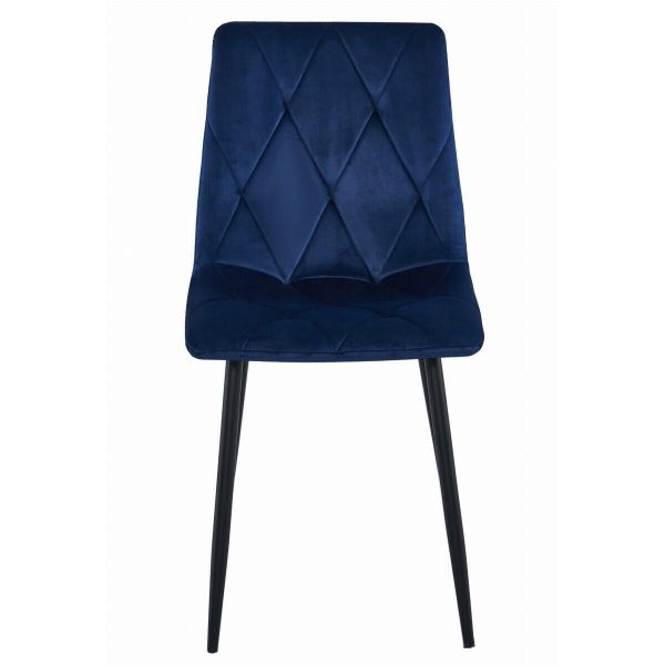 Set 4 scaune bucatarie/living, Artool, Libra, catifea bleumarin, picioare metal negru, 44x40x88.5 cm