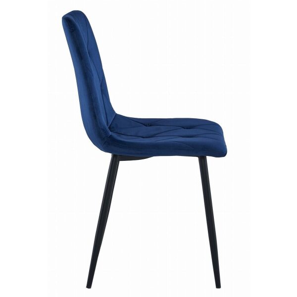 Set 4 scaune bucatarie/living, Artool, Libra, catifea bleumarin, picioare metal negru, 44x40x88.5 cm
