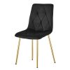 Scaun bucatarie/living, Artool, Libra, catifea neagra, picioare metal auriu, 45x54x86.5 cm