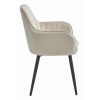 Scaun stil fotoliu bucatarie/living, Artool, Lugo, catifea bej, picioare metal negru, 57.5×56.5×86.5 cm