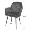 Scaun stil fotoliu bucatarie/living, Artool, Lugo, catifea bej, picioare metal negru, 57.5x56.5x86.5 cm