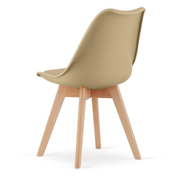 Scaun bucatarie/living, Artool, Mark, PP bej, picioare lemn natur, 49x52x82 cm
