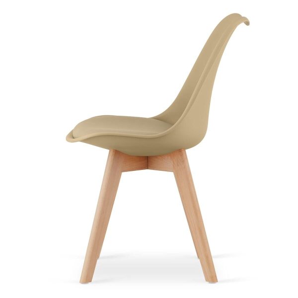 Scaun bucatarie/living, Artool, Mark, PP bej, picioare lemn natur, 49x52x82 cm