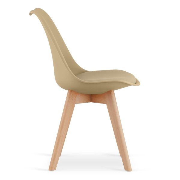 Scaun bucatarie/living, Artool, Mark, PP bej, picioare lemn natur, 49x52x82 cm