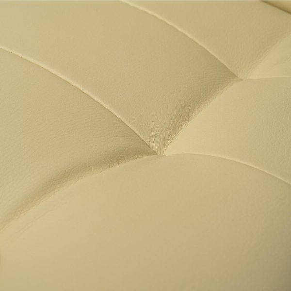 Scaun de birou, Malatec, cu suport pentru picioare, rotativ, piele ecologica, crem, 65x102/110 cm