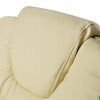 Scaun de birou, Malatec, cu suport pentru picioare, rotativ, piele ecologica, crem, 65×102/110 cm