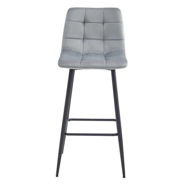 Scaun de bucatarie/bar, Artool, Arceto, catifea argintie, picioare metal negru, 43.5×32.5×104 cm