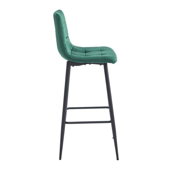 Scaun de bucatarie/bar, Artool, Arceto, catifea verde, picioare metal negru, 43.5×32.5×104 cm