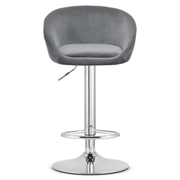 Scaun de bucatarie/bar, Artool, East, rotativ, catifea gri, picior metal argintiu, 53x46x81-103 cm