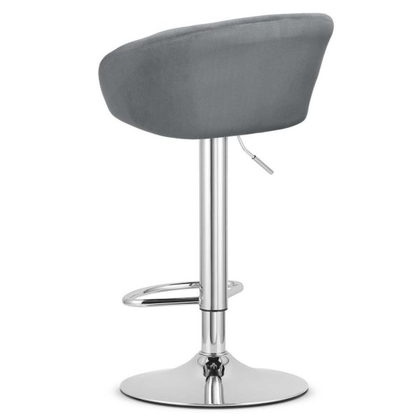 Scaun de bucatarie/bar, Artool, East, rotativ, catifea gri, picior metal argintiu, 53x46x81-103 cm