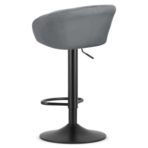 Scaun de bucatarie/bar, Artool, East, rotativ, catifea gri, picior metal negru, 53x46x81-103 cm