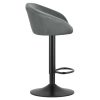 Scaun de bucatarie/bar, Artool, East, rotativ, catifea gri, picior metal negru, 53x46x81-103 cm