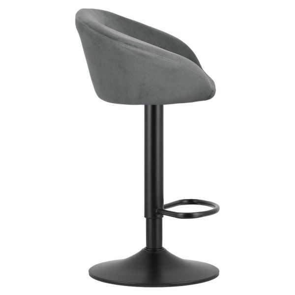 Scaun de bucatarie/bar, Artool, East, rotativ, catifea gri, picior metal negru, 53x46x81-103 cm
