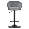 Scaun de bucatarie/bar, Artool, East, rotativ, catifea gri, picior metal negru, 53x46x81-103 cm