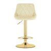 Scaun de bucatarie/bar, Artool, Kast, rotativ, catifea bej, picior metal auriu, 45.5x49x85-105 cm