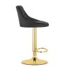 Scaun de bucatarie/bar, Artool, Kast, rotativ, catifea neagra, picior metal auriu, 45.5x49x85-105 cm