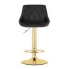 Scaun de bucatarie/bar, Artool, Kast, rotativ, catifea neagra, picior metal auriu, 45.5x49x85-105 cm