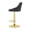 Scaun de bucatarie/bar, Artool, Kast, rotativ, catifea neagra, picior metal auriu, 45.5x49x85-105 cm