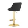 Scaun de bucatarie/bar, Artool, Kast, rotativ, catifea neagra, picior metal auriu, 45.5x49x85-105 cm