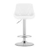 Scaun de bucatarie/bar, Artool, Kast, rotativ, piele ecologica alba, picior metal argintiu, 45.5×48.5×85-105 cm