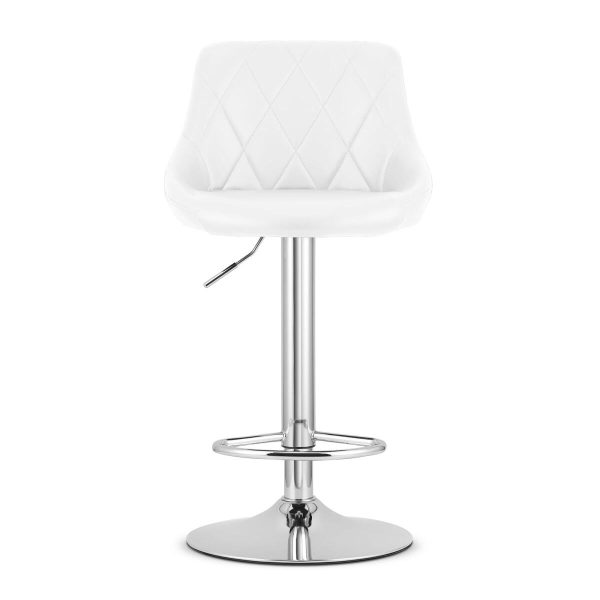 Scaun de bucatarie/bar, Artool, Kast, rotativ, piele ecologica alba, picior metal argintiu, 45.5×48.5×85-105 cm