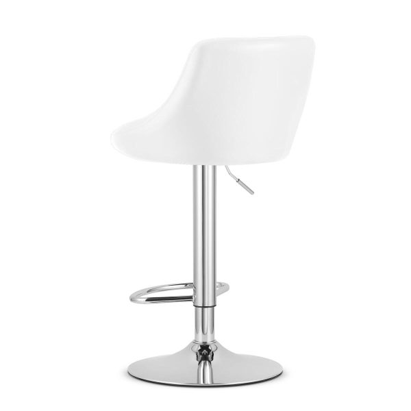 Scaun de bucatarie/bar, Artool, Kast, rotativ, piele ecologica alba, picior metal argintiu, 45.5×48.5×85-105 cm