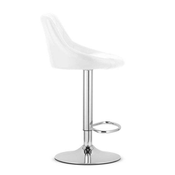 Scaun de bucatarie/bar, Artool, Kast, rotativ, piele ecologica alba, picior metal argintiu, 45.5×48.5×85-105 cm