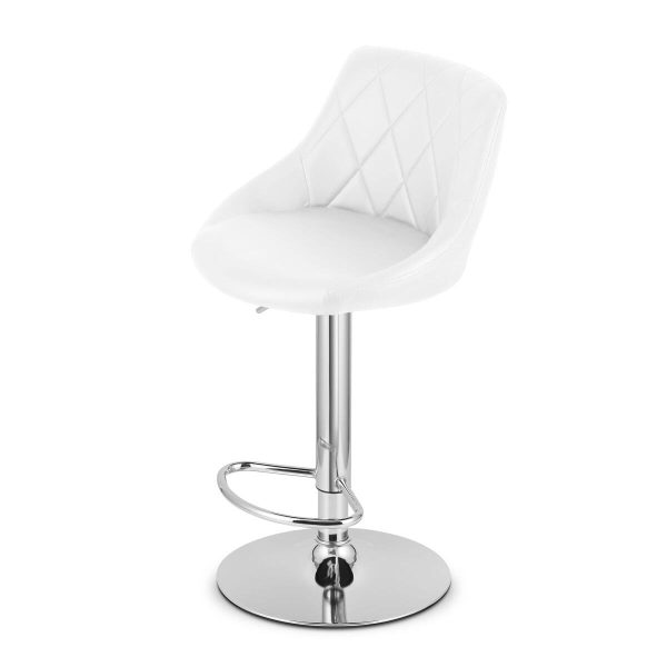 Scaun de bucatarie/bar, Artool, Kast, rotativ, piele ecologica alba, picior metal argintiu, 45.5x48.5x85-105 cm