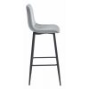 Scaun de bucatarie/bar, Artool, Pozza, catifea argintie, picioare metal negru, 43x35x104 cm