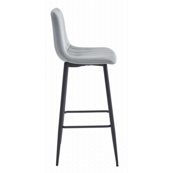 Scaun de bucatarie/bar, Artool, Pozza, catifea argintie, picioare metal negru, 43x35x104 cm