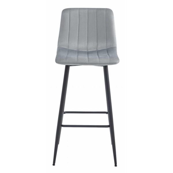 Scaun de bucatarie/bar, Artool, Pozza, catifea argintie, picioare metal negru, 43x35x104 cm
