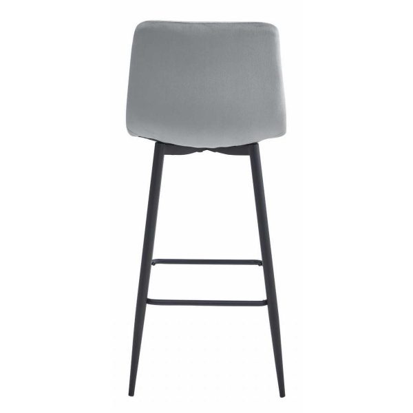 Scaun de bucatarie/bar, Artool, Pozza, catifea argintie, picioare metal negru, 43x35x104 cm