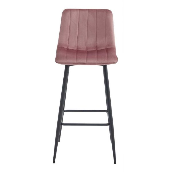 Scaun de bucatarie/bar, Artool, Pozza, catifea roz, picioare metal negru, 43x35x104 cm