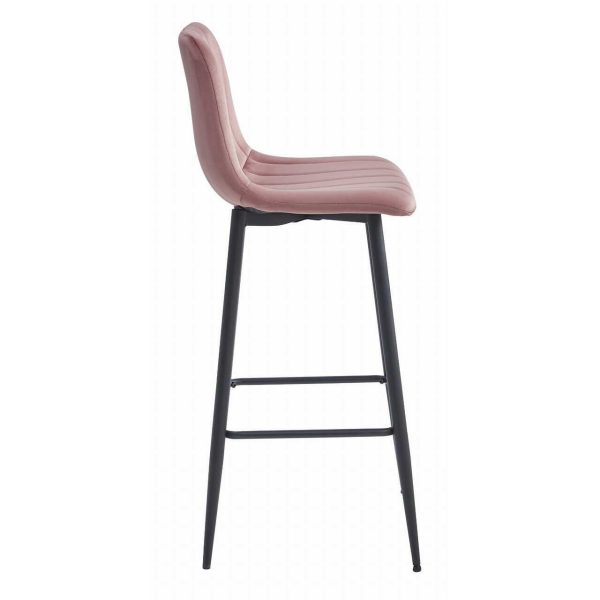 Scaun de bucatarie/bar, Artool, Pozza, catifea roz, picioare metal negru, 43x35x104 cm