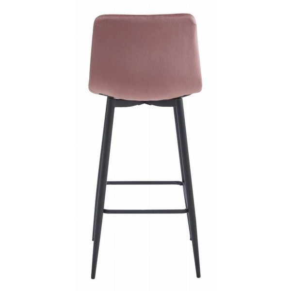 Scaun de bucatarie/bar, Artool, Pozza, catifea roz, picioare metal negru, 43x35x104 cm