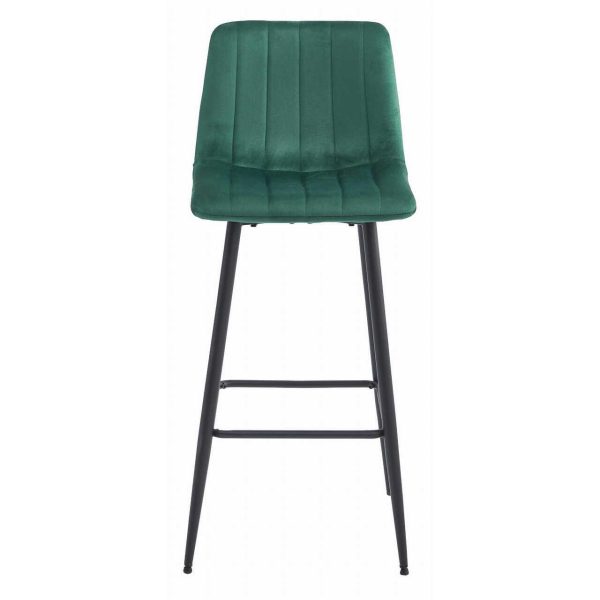 Scaun de bucatarie/bar, Artool, Pozza, catifea verde, picioare metal negru, 43x35x104 cm