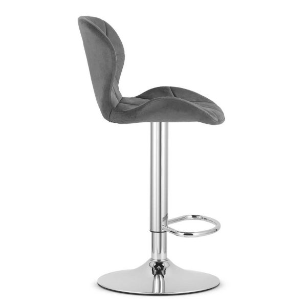 Scaun de bucatarie/bar, Artool, West, rotativ, catifea gri, picior metal argintiu, 46×48.5×90-111 cm