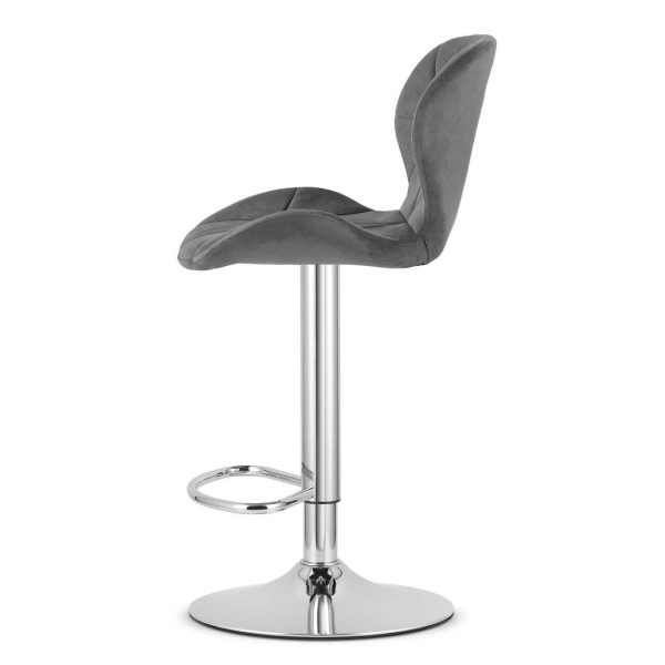 Scaun de bucatarie/bar, Artool, West, rotativ, catifea gri, picior metal argintiu, 46×48.5×90-111 cm