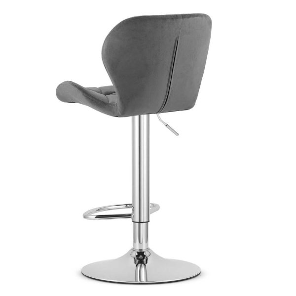 Scaun de bucatarie/bar, Artool, West, rotativ, catifea gri, picior metal argintiu, 46×48.5×90-111 cm