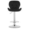 Scaun de bucatarie/bar, Artool, West, rotativ, catifea neagra, picior metal argintiu, 46×48.5×90-111 cm