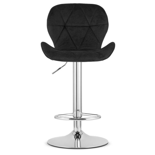 Scaun de bucatarie/bar, Artool, West, rotativ, catifea neagra, picior metal argintiu, 46×48.5×90-111 cm