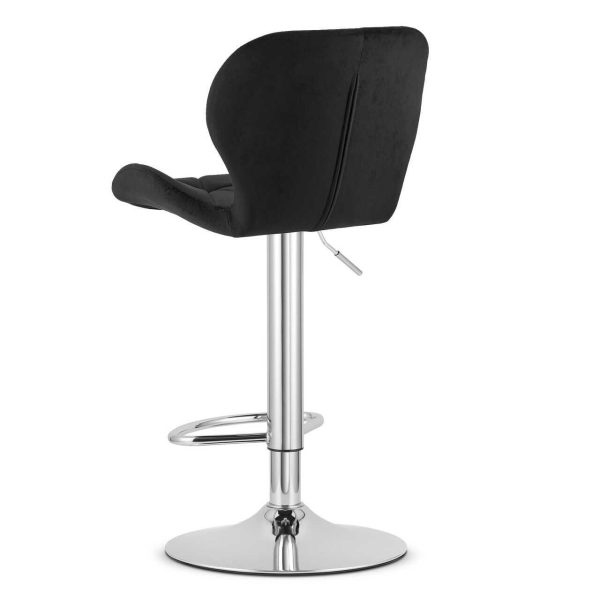 Scaun de bucatarie/bar, Artool, West, rotativ, catifea neagra, picior metal argintiu, 46×48.5×90-111 cm