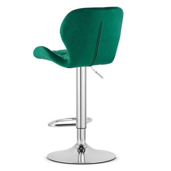 Scaun de bucatarie/bar, Artool, West, rotativ, catifea verde, picior metal argintiu, 46×48.5×90-111 cm