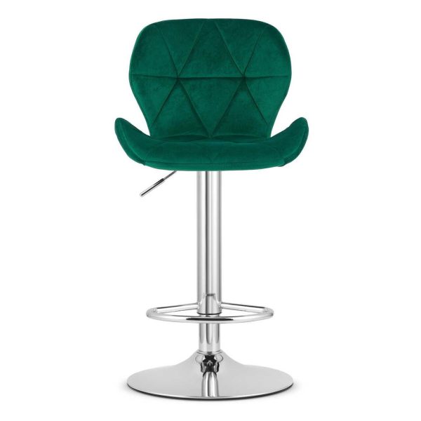 Scaun de bucatarie/bar, Artool, West, rotativ, catifea verde, picior metal argintiu, 46×48.5×90-111 cm