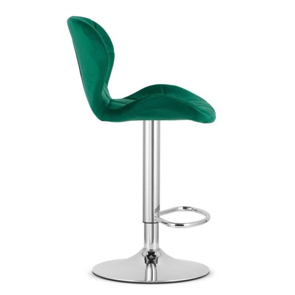 Scaun de bucatarie/bar, Artool, West, rotativ, catifea verde, picior metal argintiu, 46x48.5x90-111 cm
