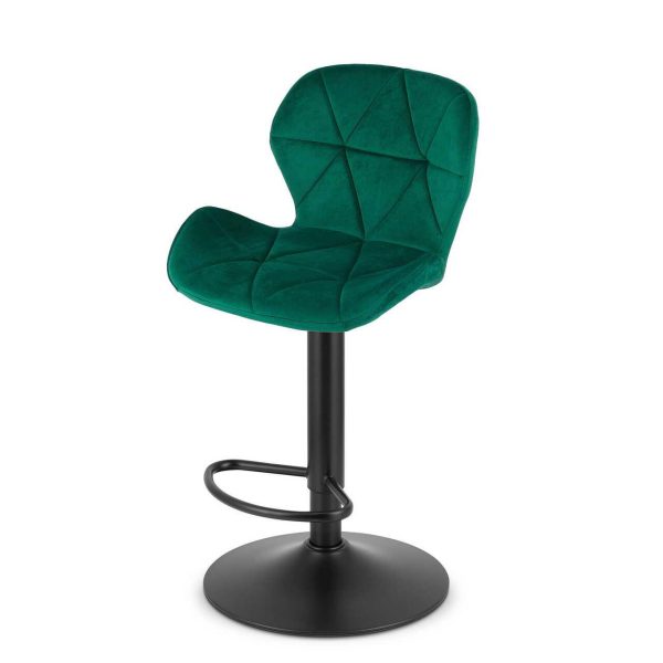 Scaun de bucatarie/bar, Artool, West, rotativ, catifea verde, picior metal negru, 46×48.5×90-111 cm
