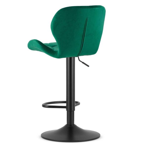 Scaun de bucatarie/bar, Artool, West, rotativ, catifea verde, picior metal negru, 46×48.5×90-111 cm